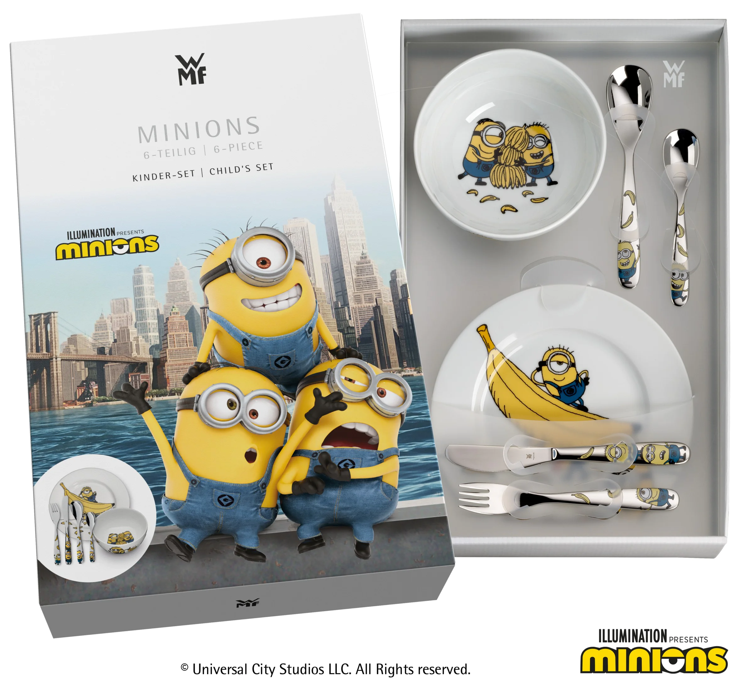 Дитячий набір столових приборів WMF MINIONS 6 предметів 1286079964 (12.8607.9964)